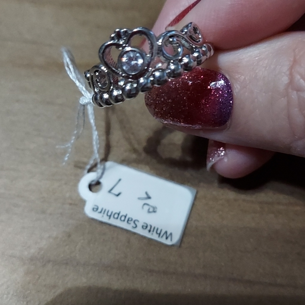 WHITE Sapphire Sterling Silver Ring